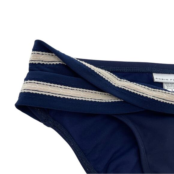 Robin Piconne Abi Stripe Indigo Halter Tassels Bikini Set Coastal Boho Size S - Picture 10 of 14